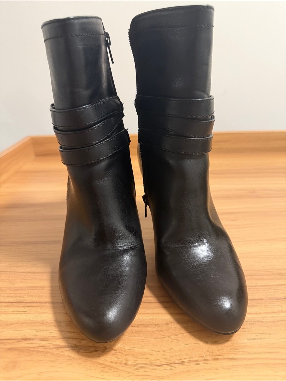 Express Black Pointed Toe Ankle Boots with Wrap Strap